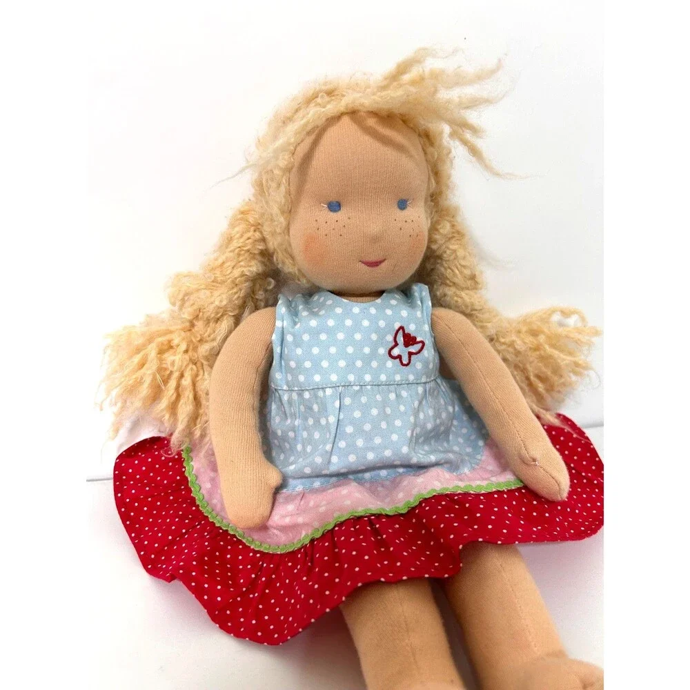 Kathe Kruse Germany Waldorf Doll Tolipar Sheep Stuffing‎ Mohair Blonde Hair 15in